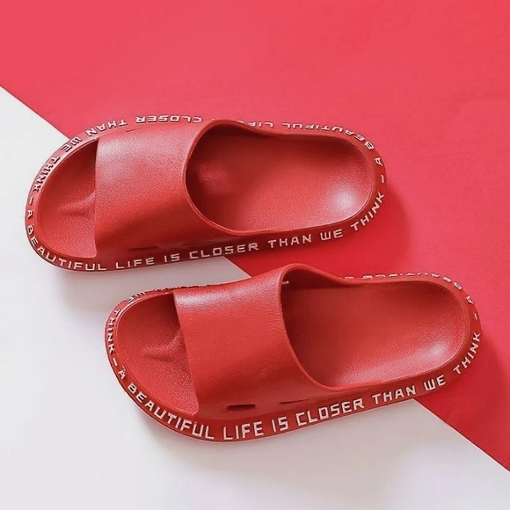 Unisex Summer Slippers Beach Slide Sandals Flip Flops Words Soft Sole 🌴 - Picture 1 of 8